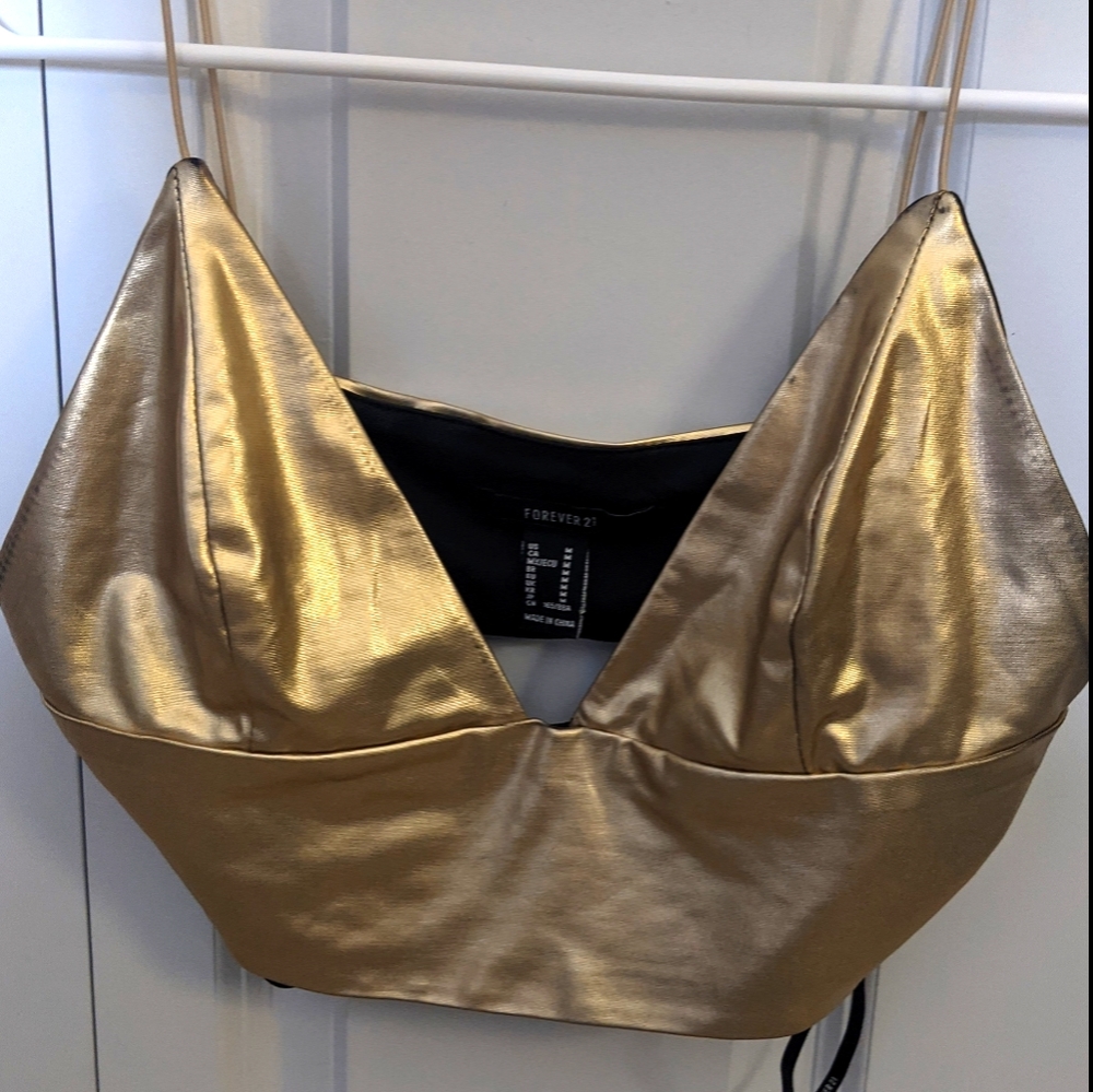 Forever 21 metallic gold crop top
